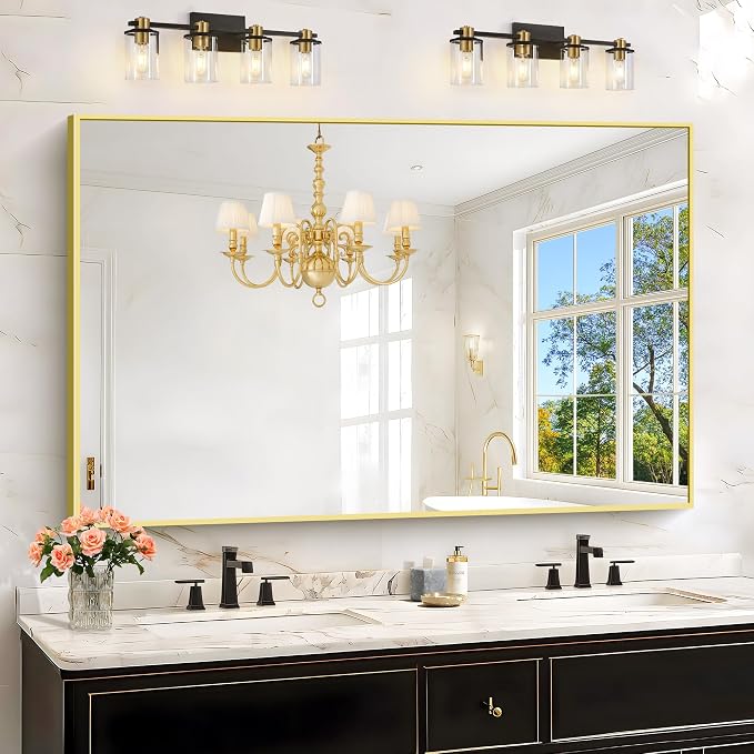 KOCUUY Large Gold Bathroom Mirror, 55x36 inch Rectangular Mirror by KOCUUY