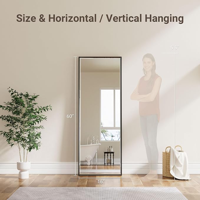 16''x 60'' Tall Black Bathroom Mirror, Beveled Bathroom Vanity Mirror - Image 3