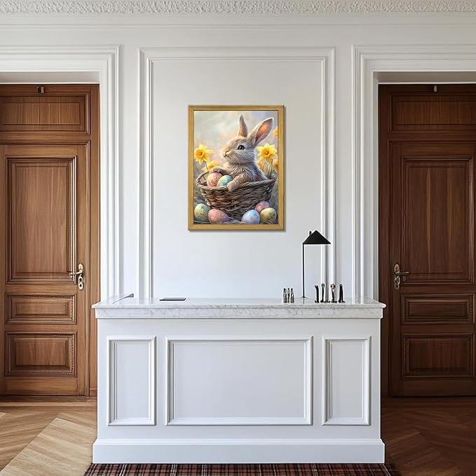 Easter Bunny Wall Art, Cute Rabbit Canvas Wall Decor Painting, Easter Eggs - Image 7