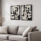 Framed Black and Beige Abstract Wall Art, 2 Piece Canvas Prints Paintings - Image 4