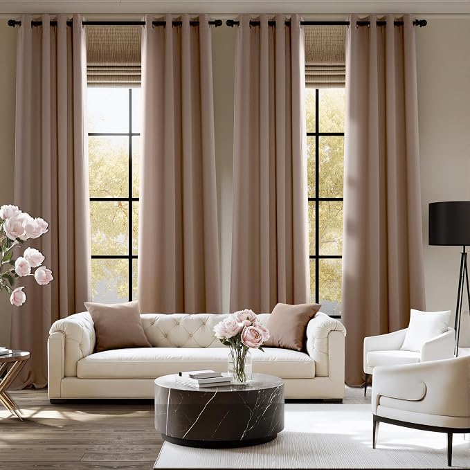 NICETOWN Room Darkening Draperies Curtains Panels, 2 Panels Cappuccino W52 x L84 - Image 8