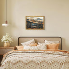Vintage Boho Mountain Wall Art, Framed Landscape Canvas Wall Art, Nature Forest - Image 9