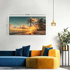 Beach Wall Art Palm Tree Pictures Sunset Coastal Landscape Bathroom Wall Decor - Image 3
