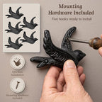 Flying Bird Cast Iron Hooks Non Rusting Interior or Exterior Decorative Wall - Image 5