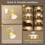3-Pack Picture Lights for Wall, Rechargeable Battery Operated Led Painting Light - Image 8