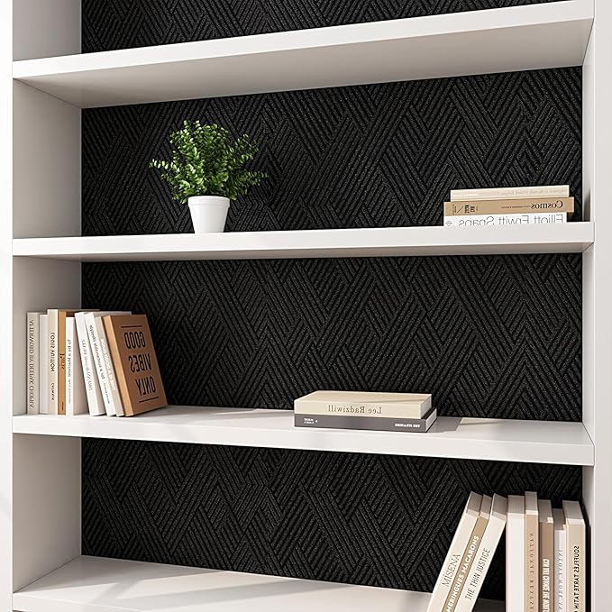 Decotalk 30"x120" Textured Peel and Stick Wallpaper Black Geometric - Image 4