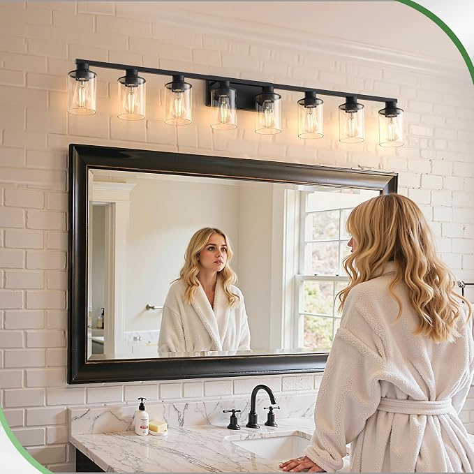 DORESshop 55 Inch Bathroom Light Fixtures, 8-Light Black Bathroom Lighting - Image 6