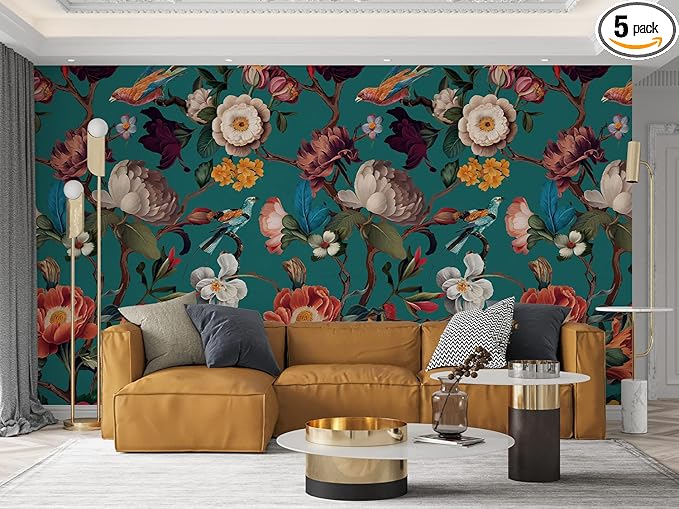 Zeeko Floral Wall Mural Peel and Stick Wallpaper 148" W x 98" H Removable Large by Zeeko