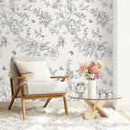 Froluya Black and Cream White Floral Wallpaper Peel and Stick Wallpaper - Image 3
