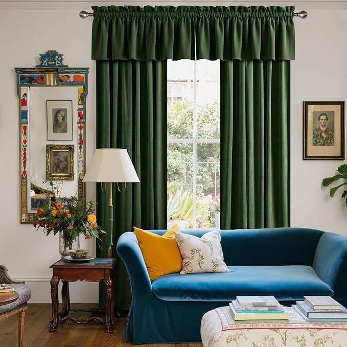 NICETOWN Olive Green Velvet Curtains 96 inch Long - Image 4