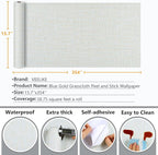 VEELIKE Pale Green Gold Grasscloth Wallpaper Textured Faux Grasscloth Peel and - Image 8