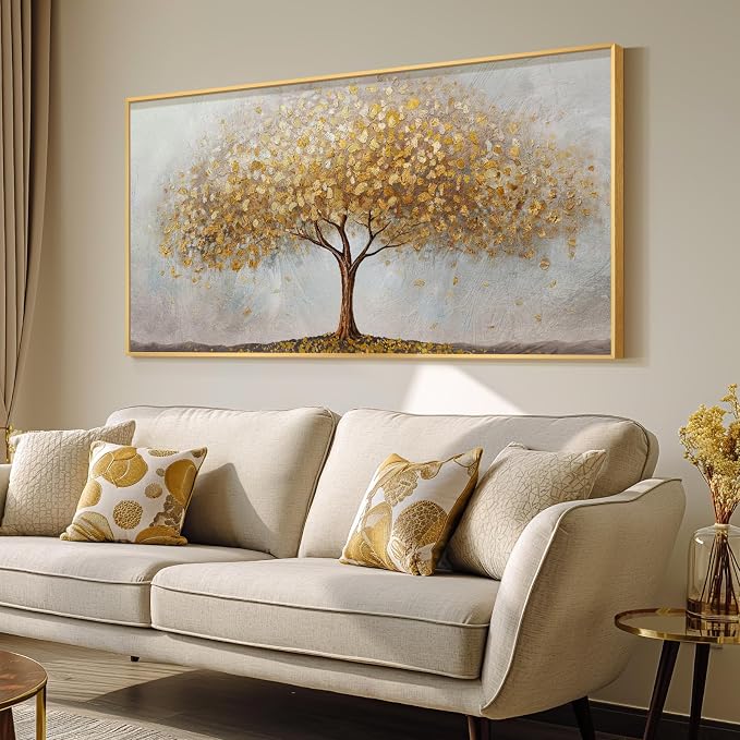 Gold Framed Tree of Life Wall Art, Large Modern Canvas Prints Paintings Artwork - Image 2