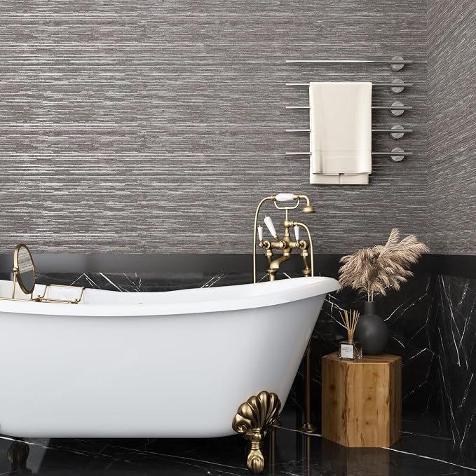 VEELIKE Lustre Brown Grasscloth Peel and Stick Wallpaper Textured Grasscloth - Image 4