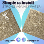 Art3d 12-Pack PVC Drop Ceiling Tiles, 2ft x 2ft, Floral Gold - Image 4