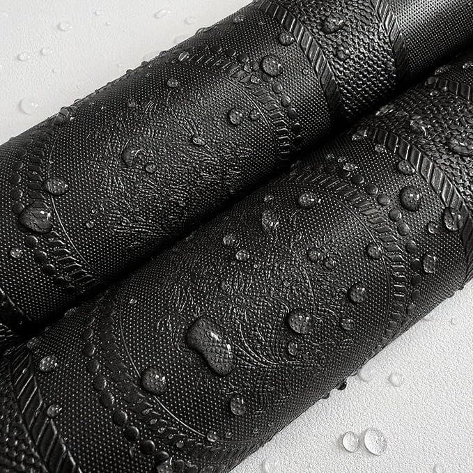 JiffDiff Wallpaper Peel and Stick Textured, 3D Black Embossed Wall Paper Stick - Image 5