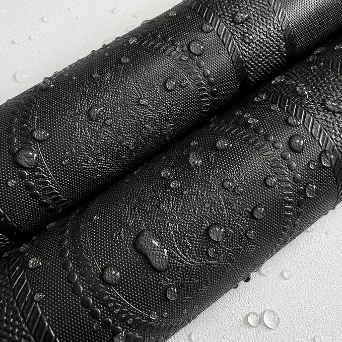 JiffDiff Wallpaper Peel and Stick Textured, 3D Black Embossed Wall Paper Stick - Image 8