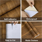 COSNIGHT Wood Grain Contact Paper, Vintage Peel and Stick Wallpaper 23.6''x118'' - Image 2