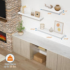 Harwaya White Wood Floating Shelves 36 Inches Long Set of 2, Large Modern Wall - Image 2