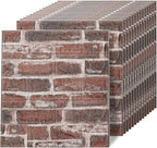 3D Wall Panels Peel and Stick in Red White, Faux Brick Wall Panels by Greymond