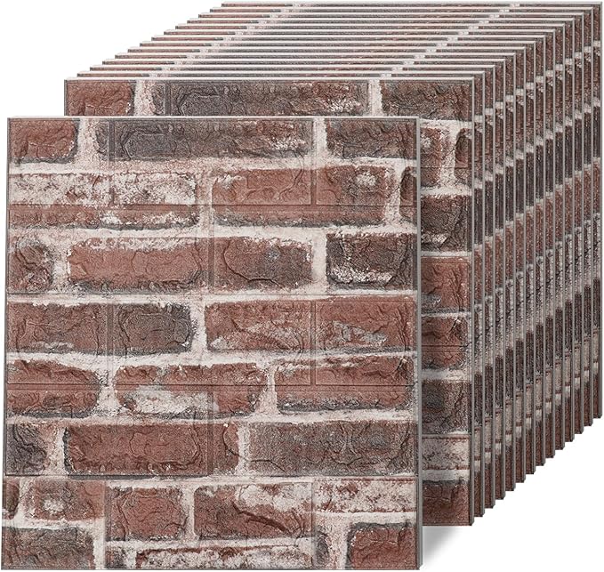 3D Wall Panels Peel and Stick in Red White, Faux Brick Wall Panels by Greymond