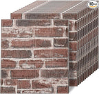 3D Wall Panels Peel and Stick in Red White Stone, Faux Brick Wall Panels by Greymond