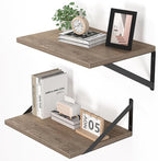 Heimlove Deep Floating Shelves for Wall, 16W x 12D Rustic Grey Wood Wall by Heimlove
