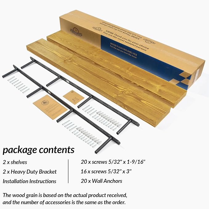 Rusitc Floating Shelves 60 inch Long 8 "deep Set of 2, Heavy Duty Wood Wall - Image 7