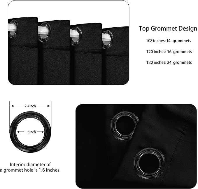 BONZER Room Divider Curtain Grommet Thermal Insulated Wide Blackout Curtains - Image 2