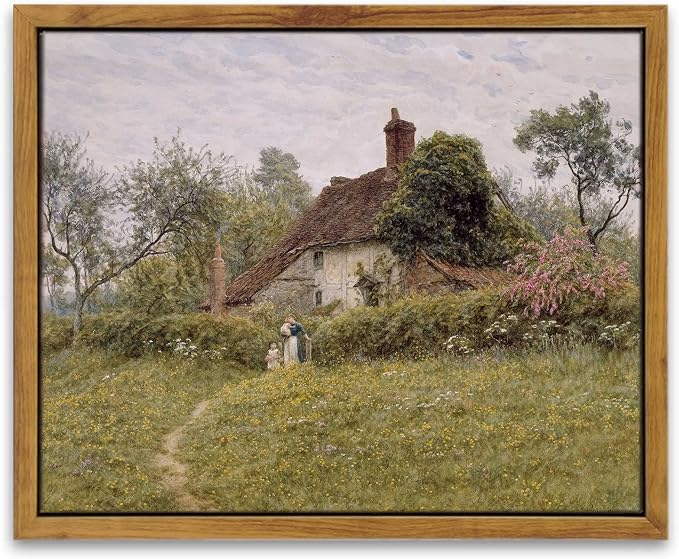 InSimSea Framed Canvas Wall Art Vintage Decor, Classical Landscape Watercolour by InSimSeaArt