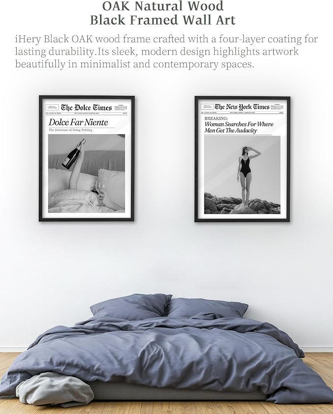 iHery Premium Natural Black OAK Wood 12x16in Dolce Far Niente Framed Wall Art - Image 7