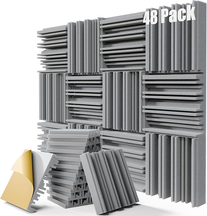 48 Pack Sound Proof Foam Panels, Decorative Soundproof Wall Panels Sound by ZELMINE