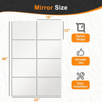 Delma Frameless Mirror Tiles 16"x12"x8 Pcs Wall Mounted, Shatter Resistant Full - Image 3