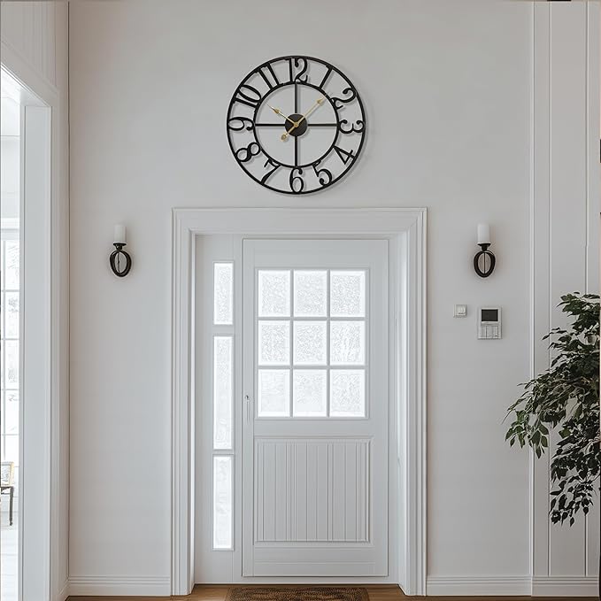 Cuspin Large Wall Clock, 24 Inch Black Clocks - Image 3