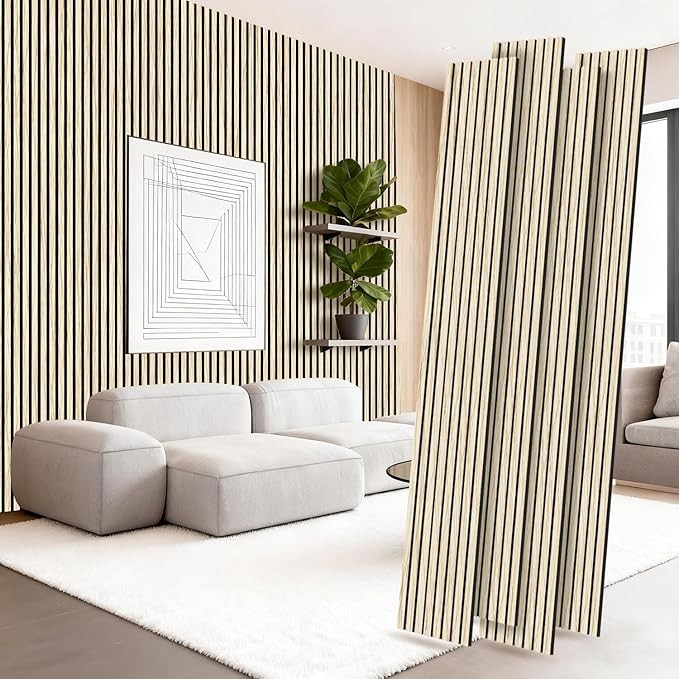 RITOLLO 4 Pack Wood Panels for Wall, 90.55"×12.6" Wood Slat Acoustic Panels for by Ritollo