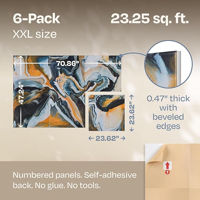 XL Acoustic Wall Panels 6-Pack Decorative Acoustic Panels High Density Sound - Image 3