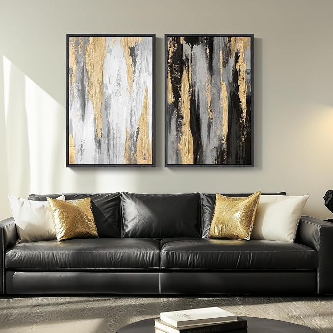 Large Framed Black and White Abstract Wall Art - Image 9