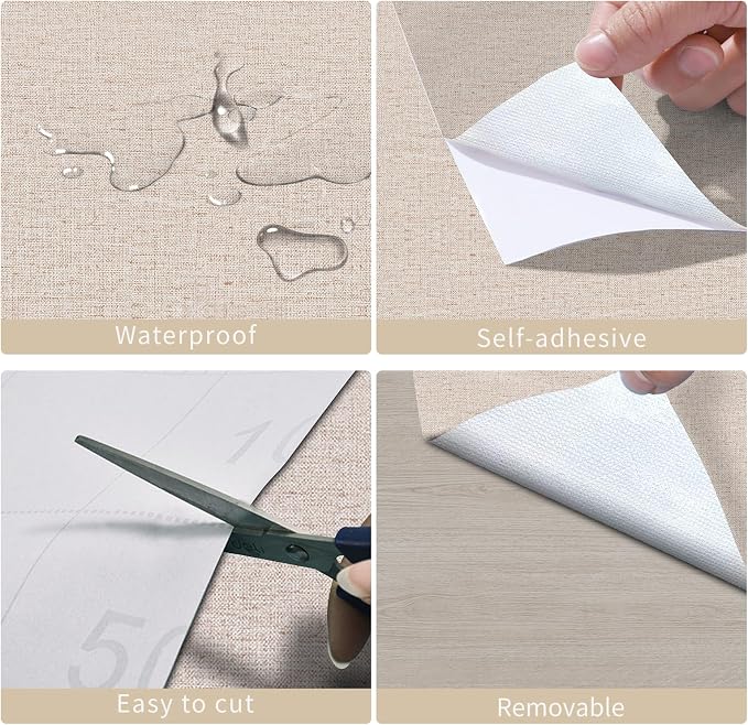 Beige Grasscloth Wallpaper Peel and Stick Contact Paper 15.75inchx118.11inch - Image 8