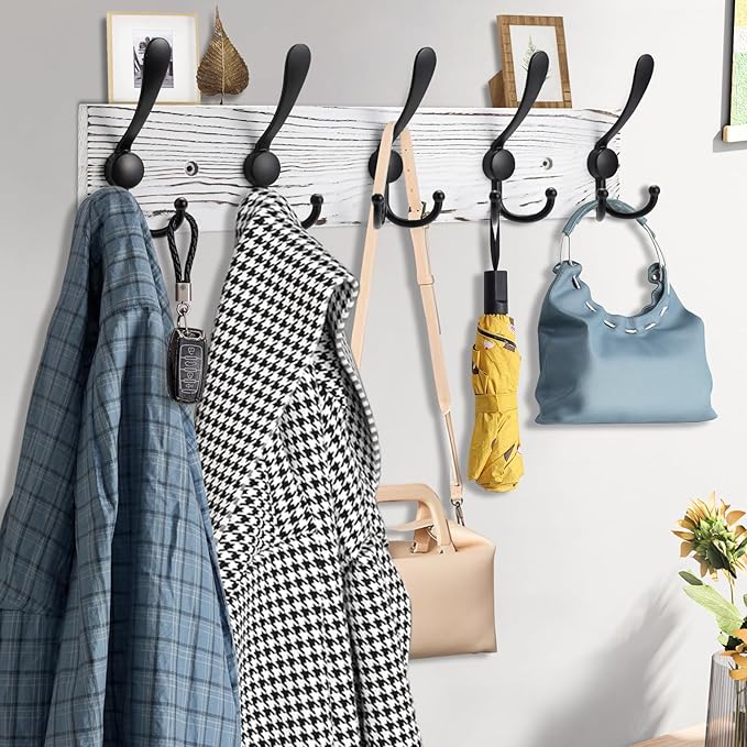 Kuhome 2pcs Coat Rack Wall Mount Wooden Hat Rack - Image 5