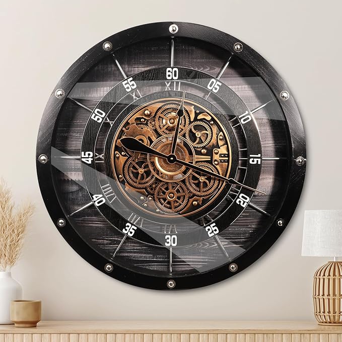 HOIBAI Large Wall Clock for Living Room Decor 36 Inch Farmhouse Vintage Rustic by HOIBAI
