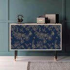 Froluya Dark Blue and Gold Vintage Floral Peel and Stick Wallpaper 17.7"x196.8" - Image 9