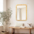 PERFNIQUE Rattan Mirror, Decorative Wall Nursery Decor, Rustic Farmhouse - Image 3