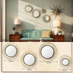 Hicarer 4 Pcs Decorative Wall Mirror Round Modern Circle Mounted Mirror Metal - Image 4