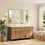 TETOTE 60 x 36 Inch Mirrors for Bathroom, Brushed Brass Gold Vanity Mirror - Image 2