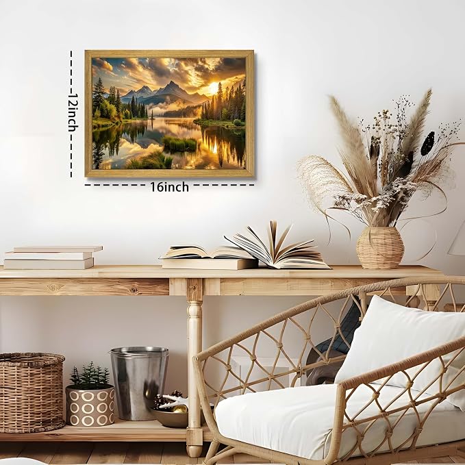 Framed Canvas Wall Art 12x16 Inch, Vintage Landscape Wall Art Decor, - Image 5