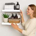 BGMG Wood Floating Shelves 12 inch Set of 2, Solid Wood Wall Shelves - Image 6