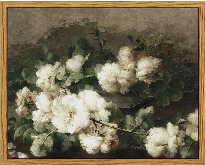 InSimSea Framed Canvas Wall Art Vintage Decor, Vintage Flower Pictures Decor by InSimSeaArt