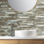 AULIGET 20 Sheets Beige & Brown Slate Peel and Stick Backsplash, PVC Mixed - Image 4