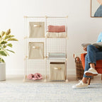 Amazon Basics 6 Cube Wire Grid Storage Organizer, Stackable Storage Cubes - Image 2