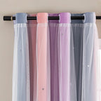 XiDi Curtains for Bedroom Decor, Rainbow GreyPinkPu-52-54 by Addsomecolortolife
