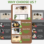 DORESshop Bathroom Light Fixtures, 3-Light Black and Gold Bathroom Lights Over - Image 2
